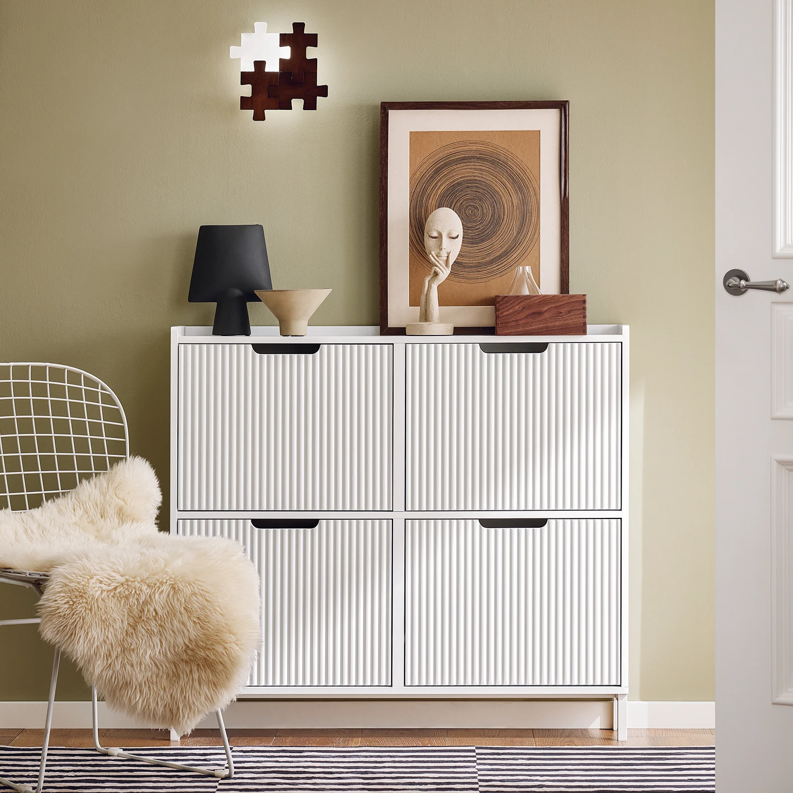 SoBuy FSR177-L 4 flap shoe cabinet narrow shoe rack 4 shelf surface shoe chest of drawers shoe shelf