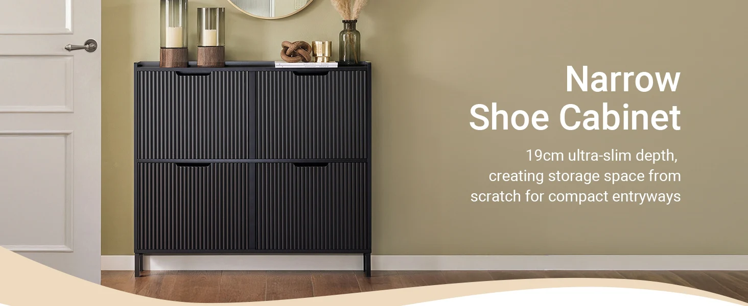SoBuy FSR177-L 4 flap shoe cabinet narrow shoe rack 4 shelf surface shoe chest of drawers shoe shelf