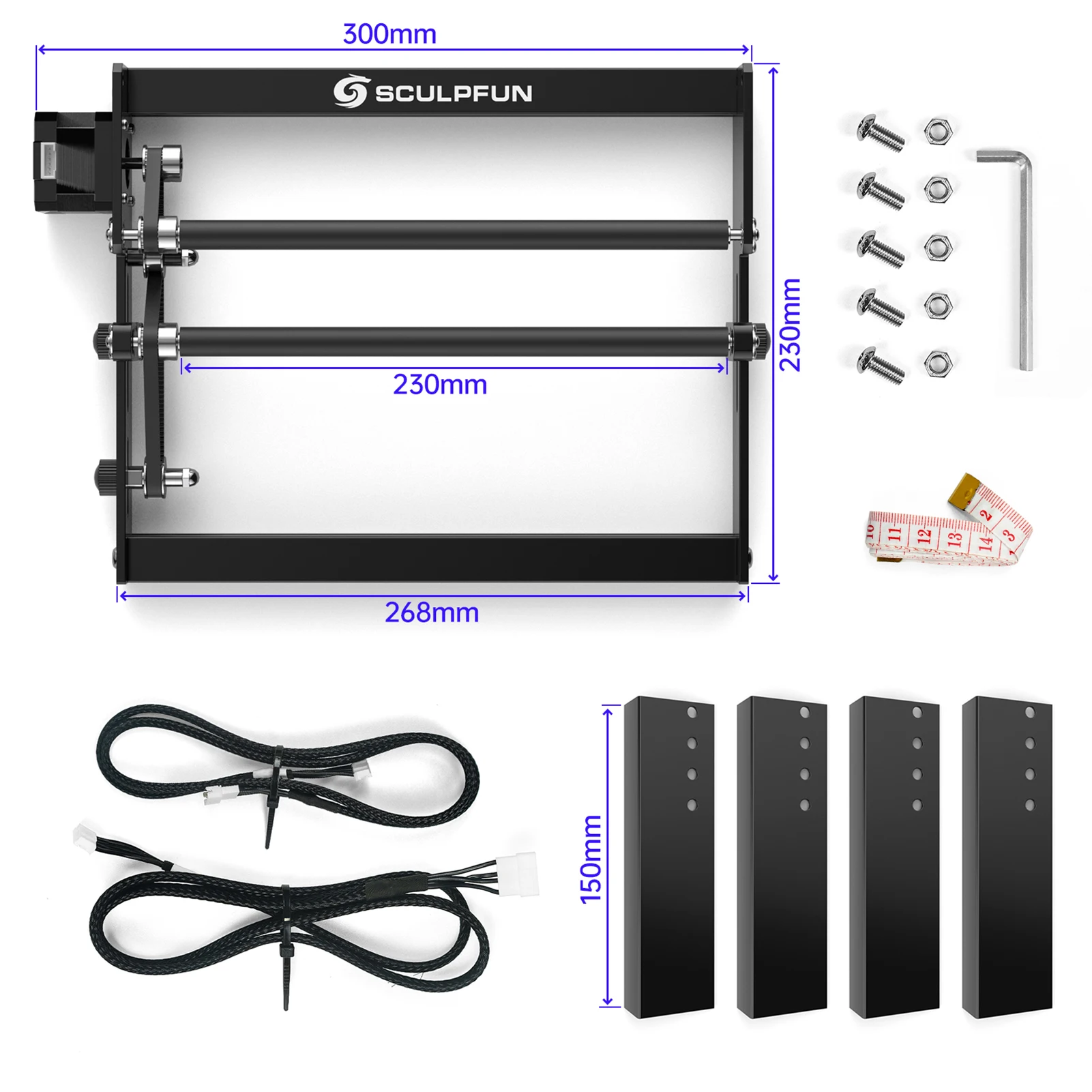 SCULPFUN Laser Rotary Roller Laser Engraver Y-axis Rotary Roller 360° Rotating for 6-150mm Different Engraving Diameter for Las
