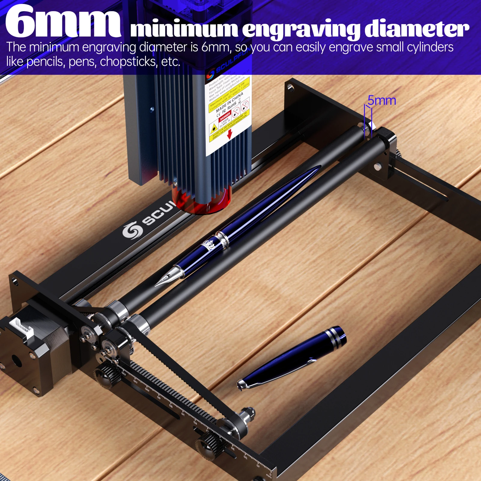 SCULPFUN Laser Rotary Roller Laser Engraver Y-axis Rotary Roller 360° Rotating for 6-150mm Different Engraving Diameter for Las