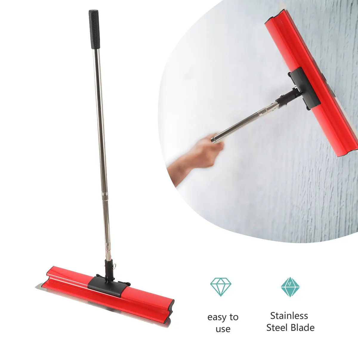 Drywall Smoothing Spatula Handle Set with 40/60/80cm Smoothing Spatula + Extension Handle Pole for Wall Ceiling