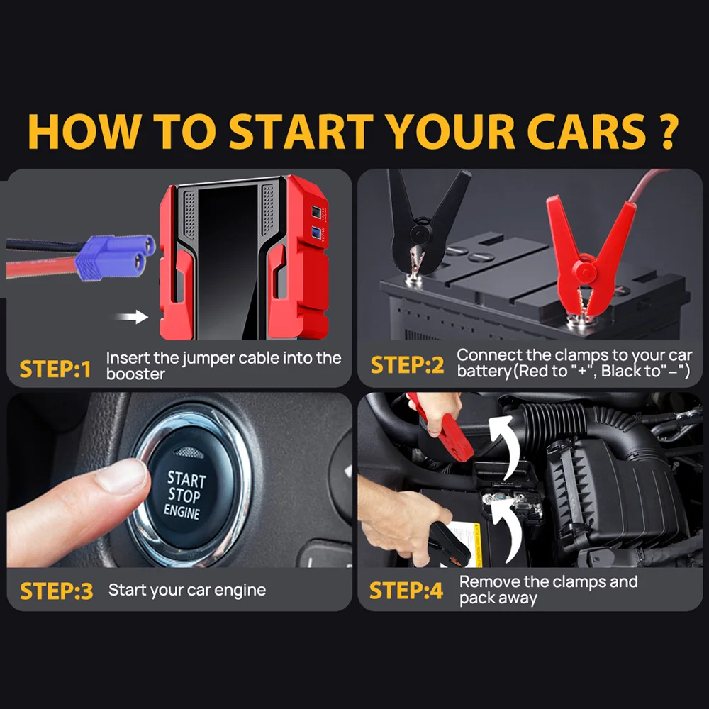 GKFLY 3000A Car Jump Starter 44.4Wh Power Bank Portable Starting Device Car Battery Charger Booster Buster for Diesel Petrol