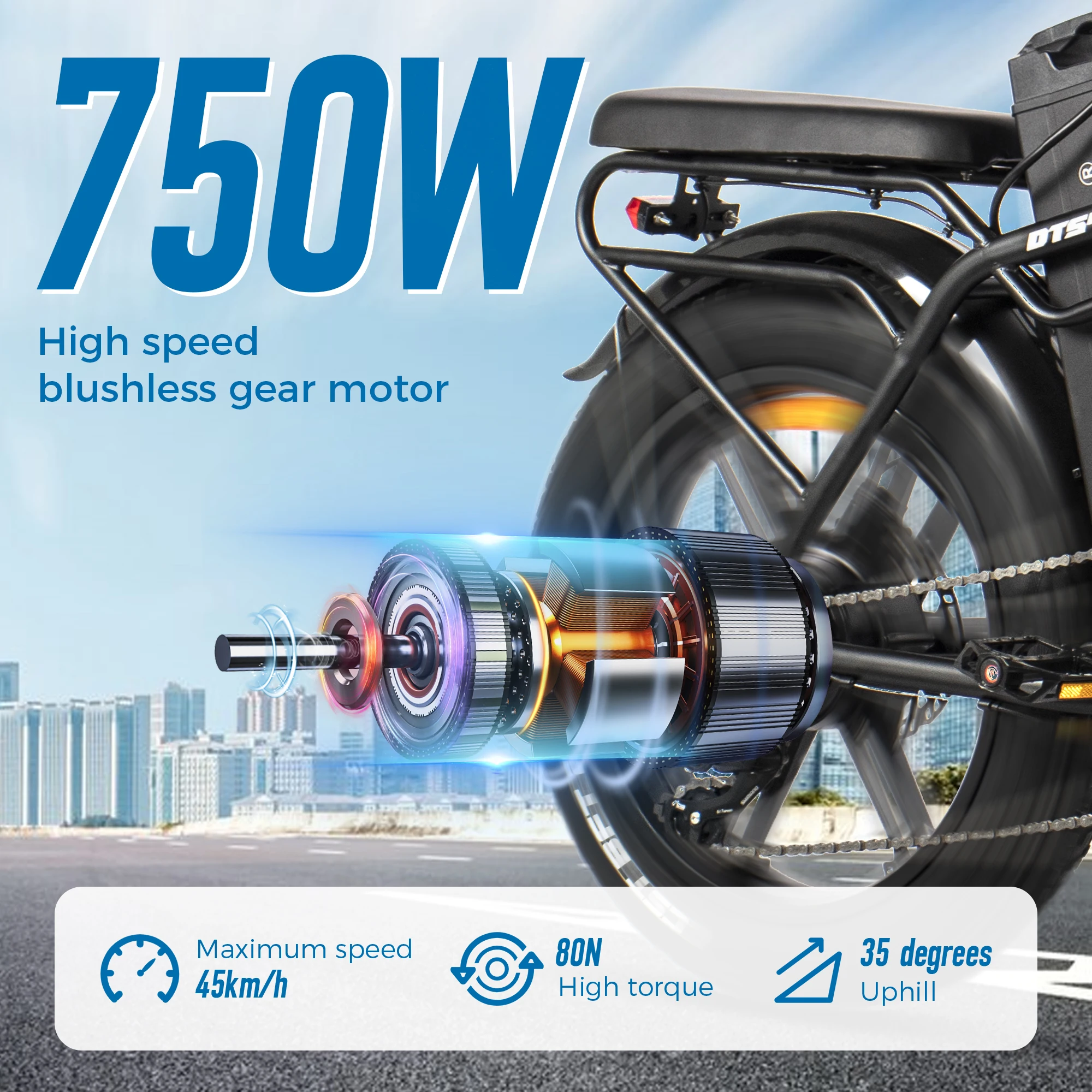 ChamRider DTS425 Ebike 48V25AH Battery 125KM Range 750W Power Best Value Choice for European Food Delivery Riders Electric Bike