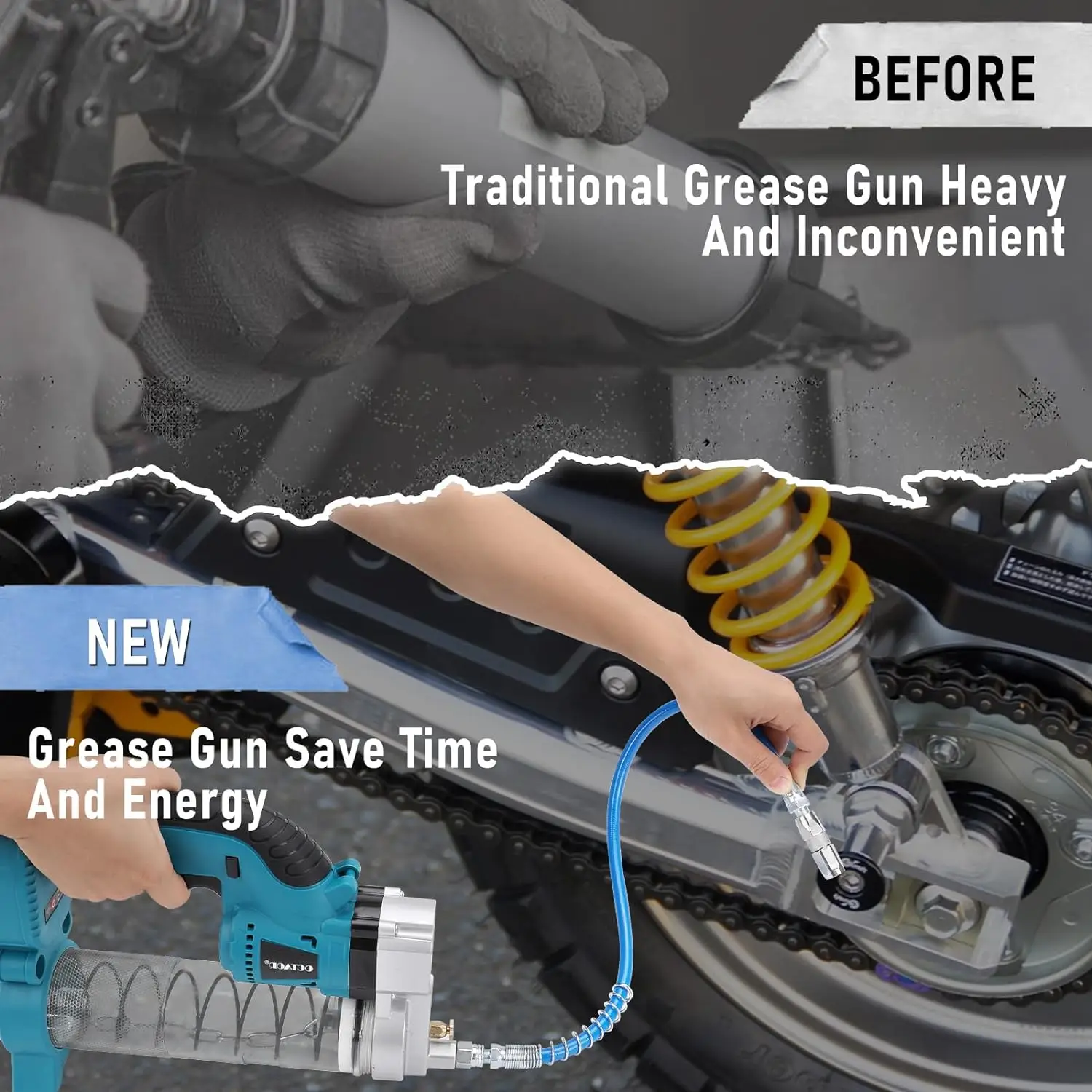 10000PSL Cordless Electric Grease Gun 689Bar High Pressure Car Lubricating Oil Car Maintenance Power Tool For Makita 18v Battery