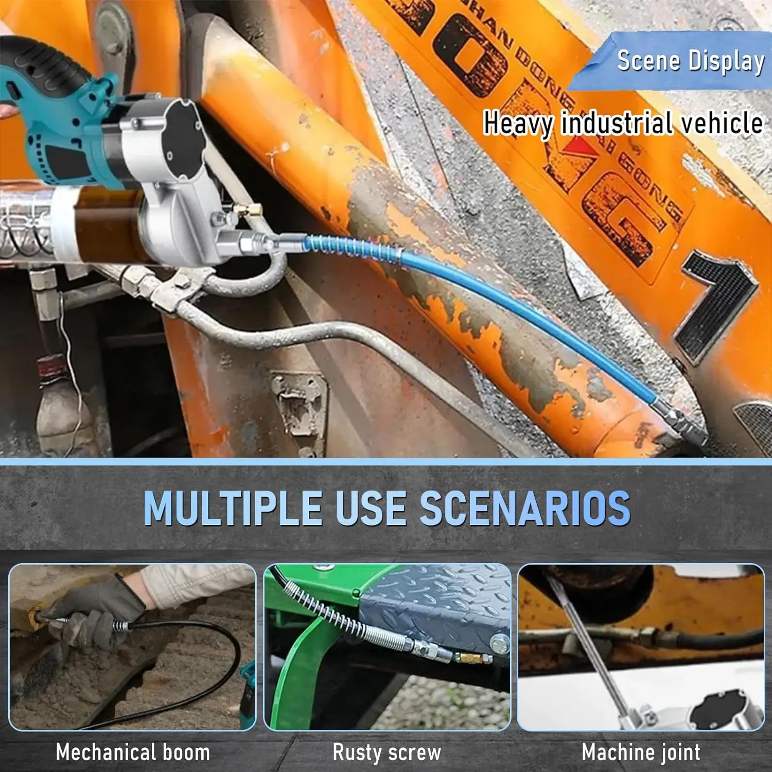 10000PSL Cordless Electric Grease Gun 689Bar High Pressure Car Lubricating Oil Car Maintenance Power Tool For Makita 18v Battery