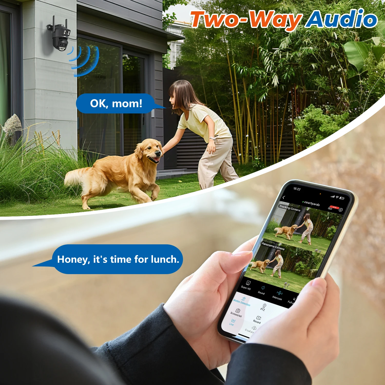 10MP 5K Wifi Camera Dual Lens Dual Screens HD Outdoor Security Camera Email Alert Ai Night Vision CCTV Home Surveillance Camera