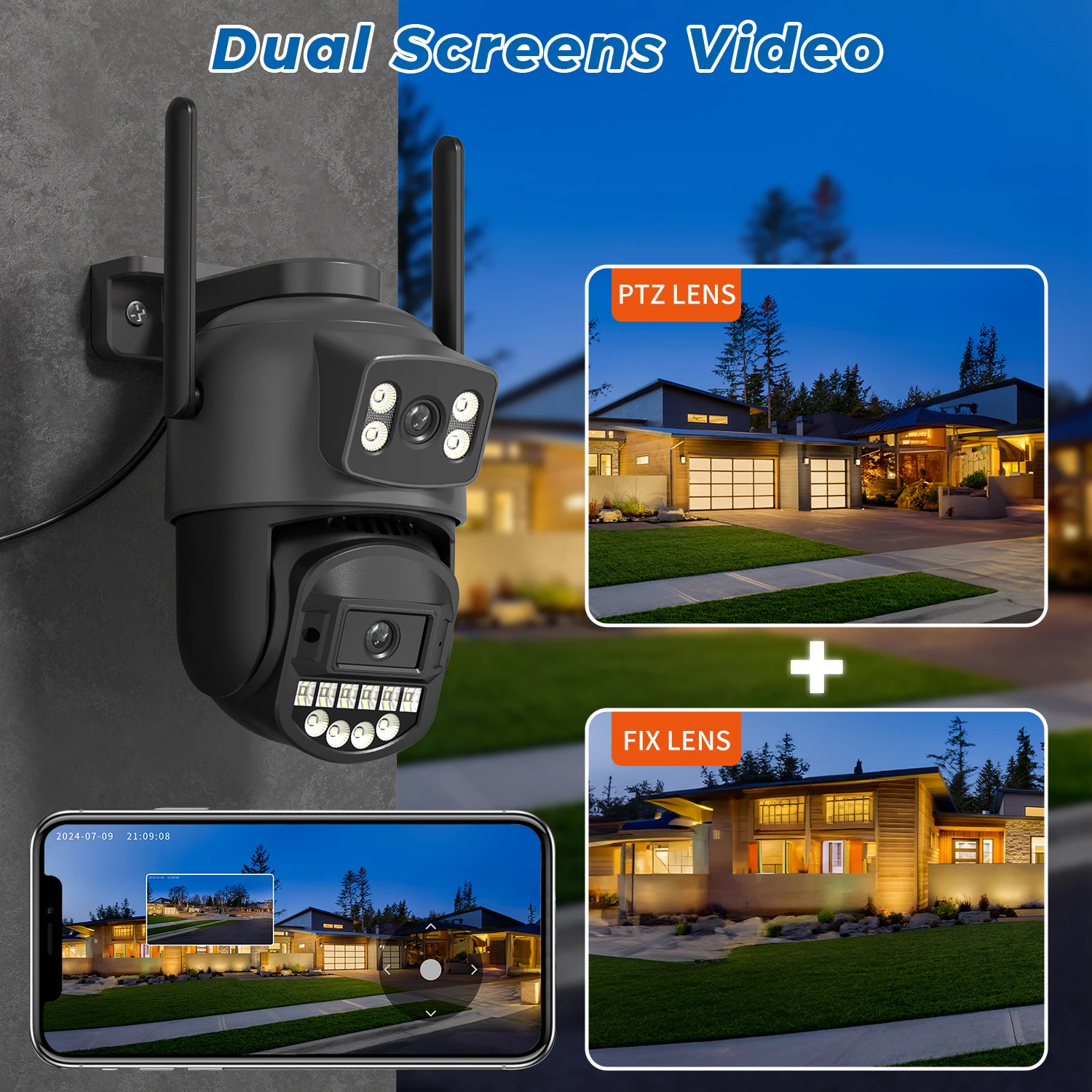 10MP 5K Wifi Camera Dual Lens Dual Screens HD Outdoor Security Camera Email Alert Ai Night Vision CCTV Home Surveillance Camera