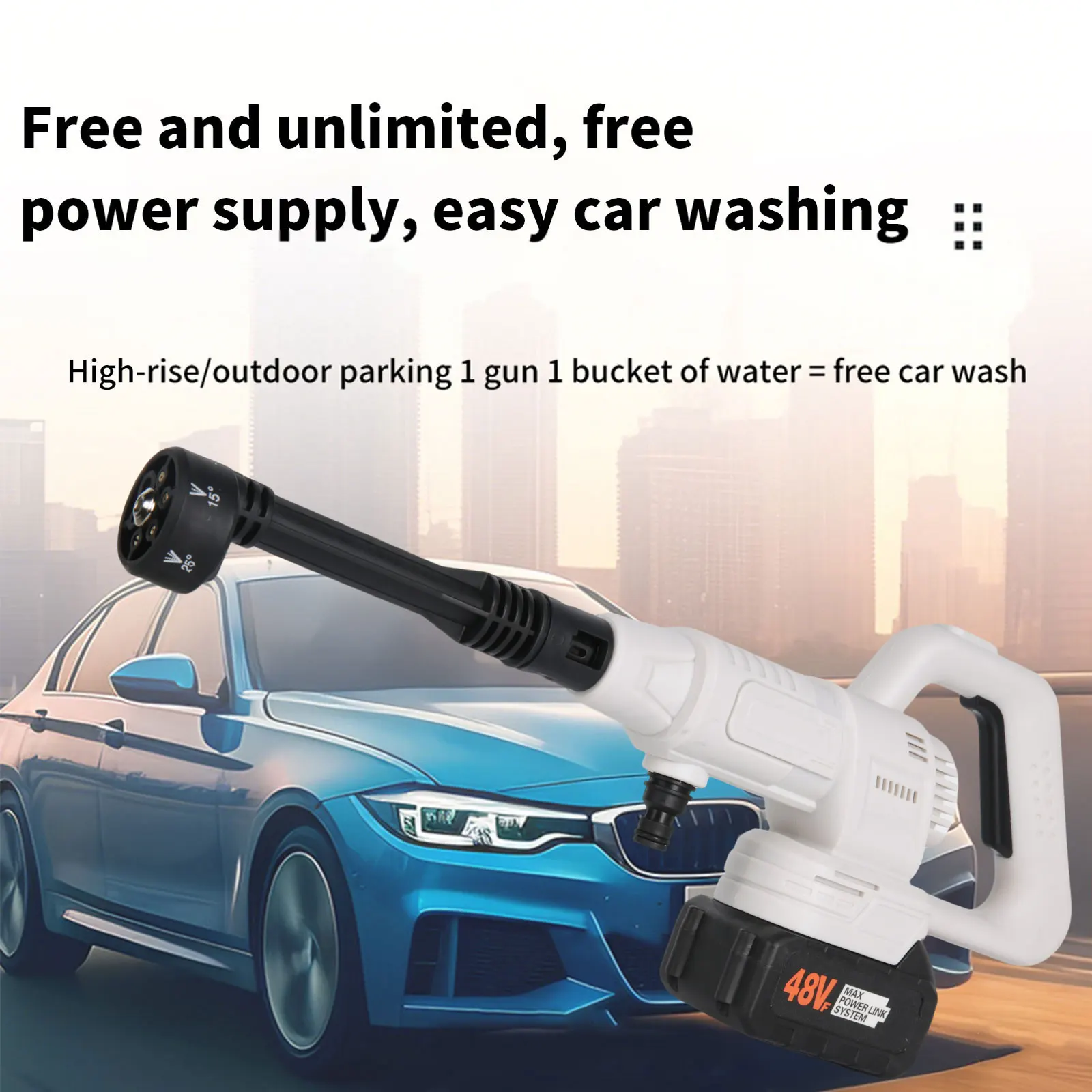 Portable Pressure Electric Car Wash Water Gun Garden High Pressure Washer 6-in-1 Cordless Car Wash Sprayer For Home