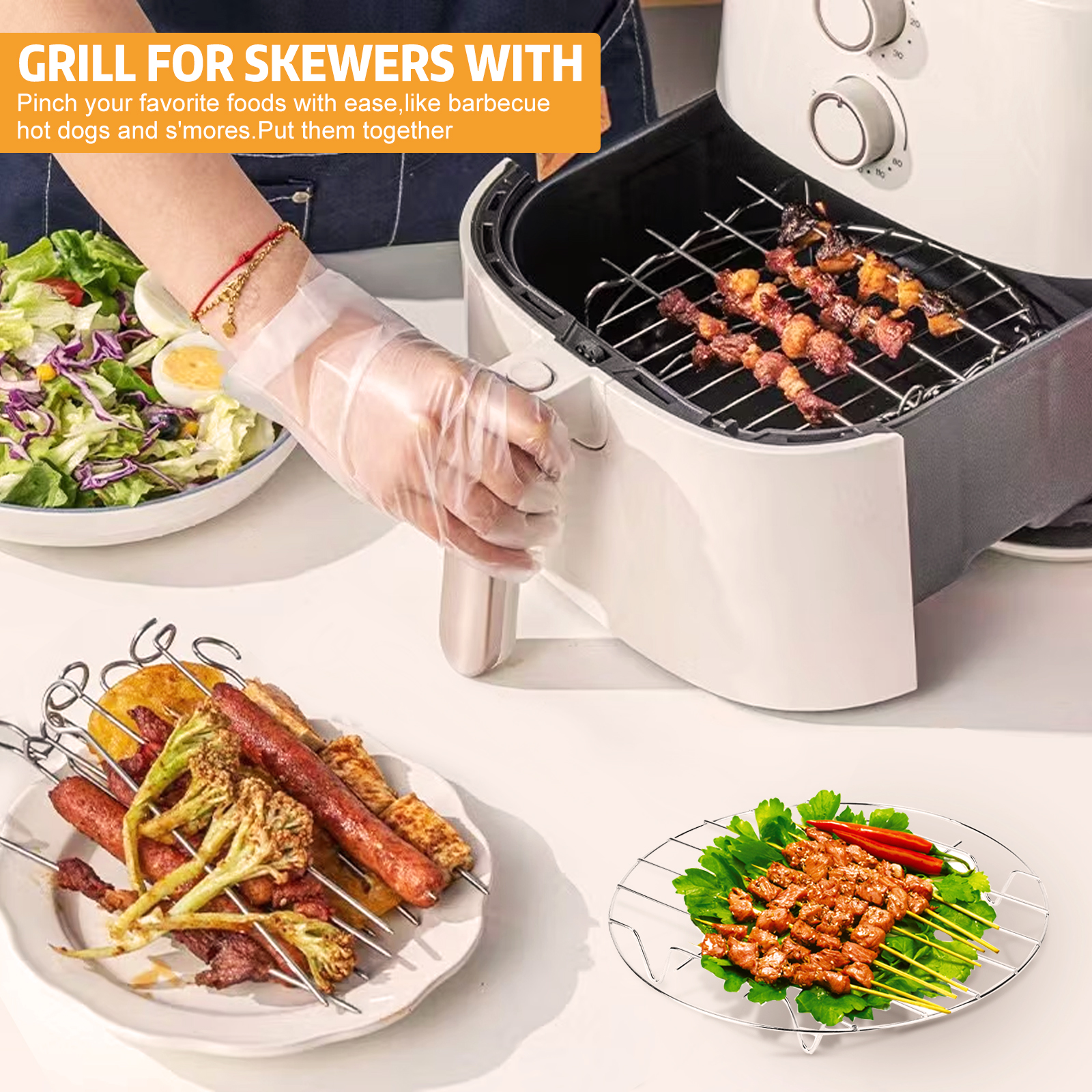 Desktop Electric Air Fryer Accessories BBQ BBQ Pizza Pan Baking Moulds Cake Tools for 5.5L Pan Series Tray Barbecue Pad DIY Pan