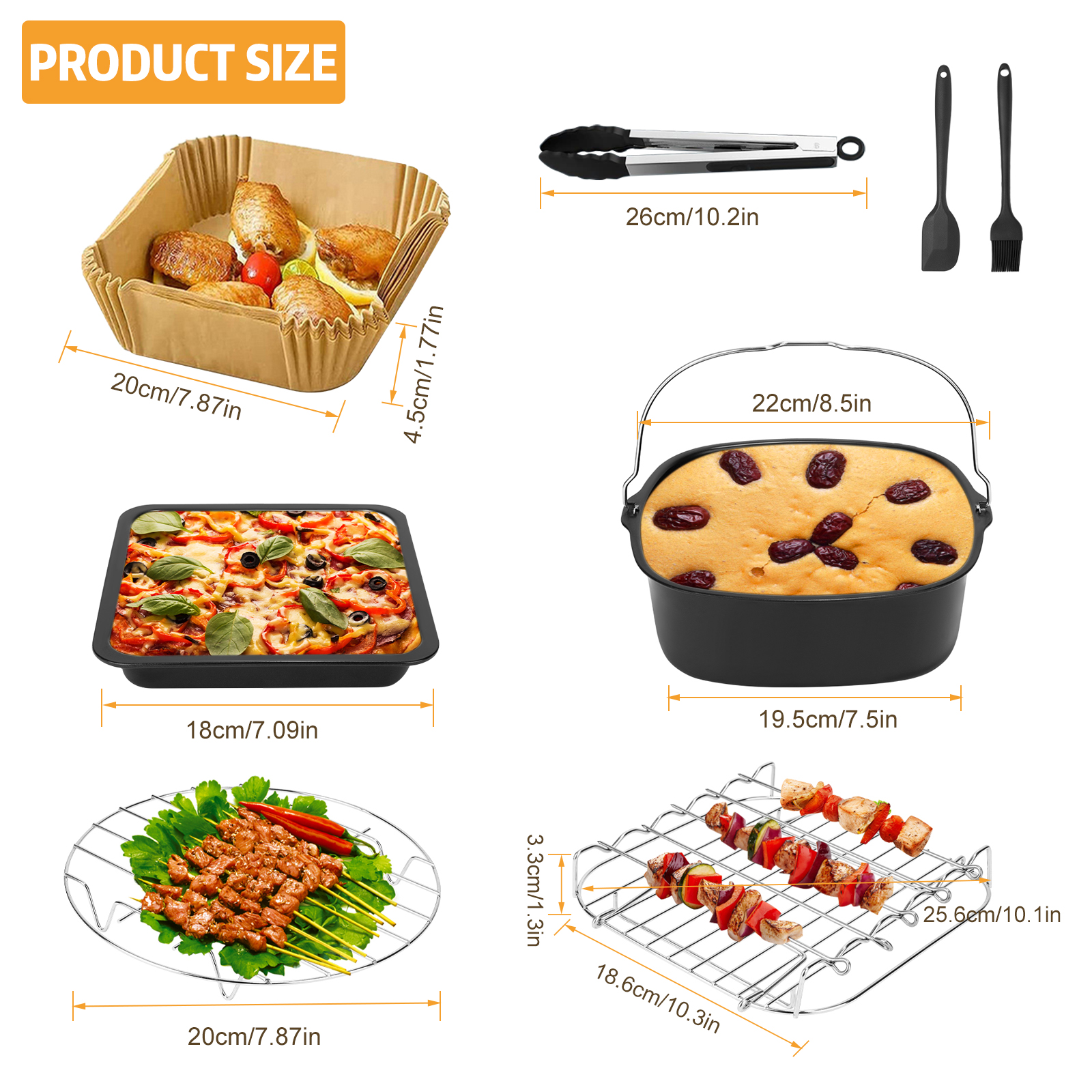 Desktop Electric Air Fryer Accessories BBQ BBQ Pizza Pan Baking Moulds Cake Tools for 5.5L Pan Series Tray Barbecue Pad DIY Pan
