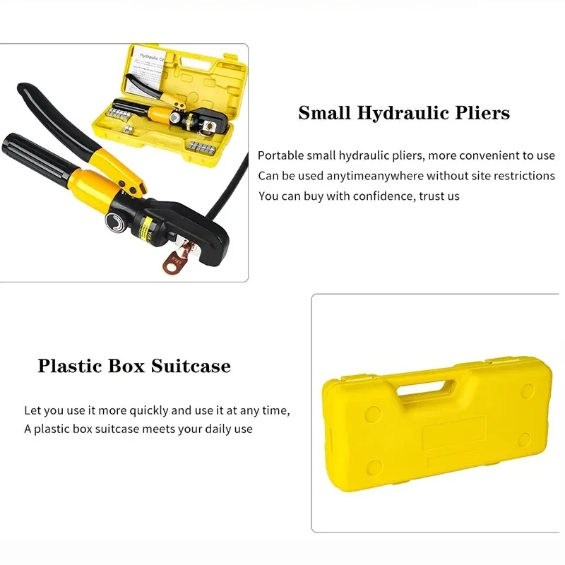 4/6/10/16/25/35/50/70/95/120/150/185/240/300mm² Hydraulic Clamp Home Hydraulic Crimping Tool DIY Cable Wiring Crimping Plier Cordless Hydraulic Press Hydraulic Tongs 4-70mm² Or 16-300mm²Pliers Hydraulic Pliers DIY Cable Terminal Crimping Pliers C Type Hot
