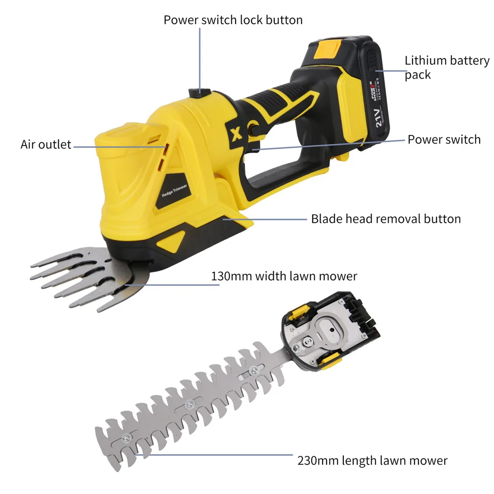 Dual-Purpose Wireless Charging Lawn Mower Garden Hedge Trimmer Power Pruning Tools Portable Manual Grass Lawn Mower