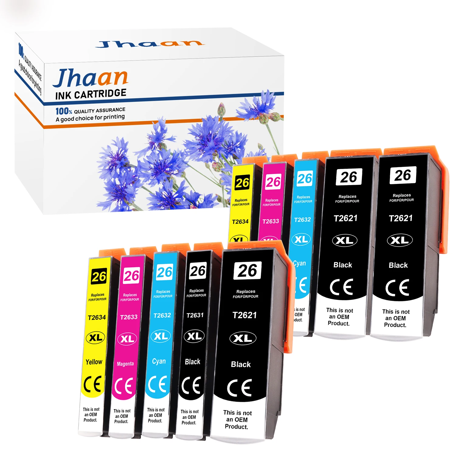 Jhaan 26XL T2621 T2631 T2632 T2633 T2634XL Compatible with 26 XL for Expression Premium XP-600 XP-620 XP-510 XP-520 XP-820