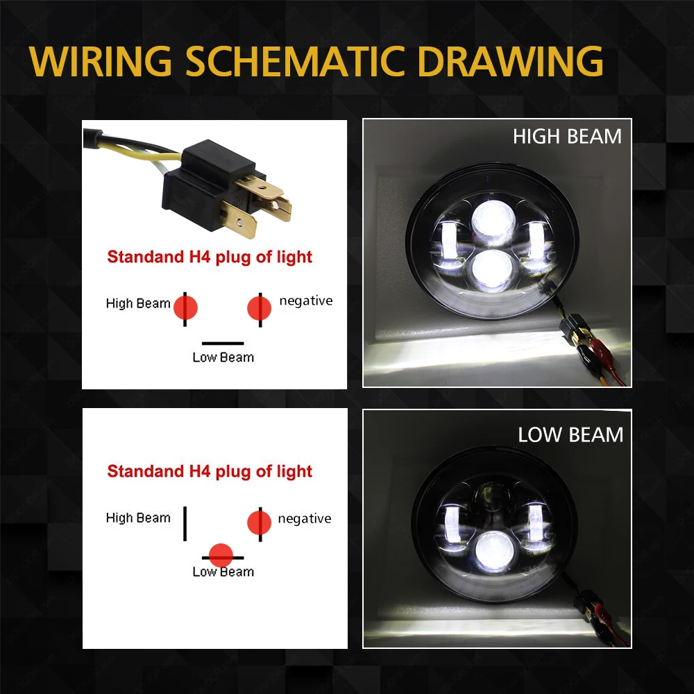 UNISHINE 7 Inch Led Auto Headlight Motorcycle LED Headlight 6000K Angel Eyes for Car Harley Honda Yamaha Lada Niva Headlamp off-road use