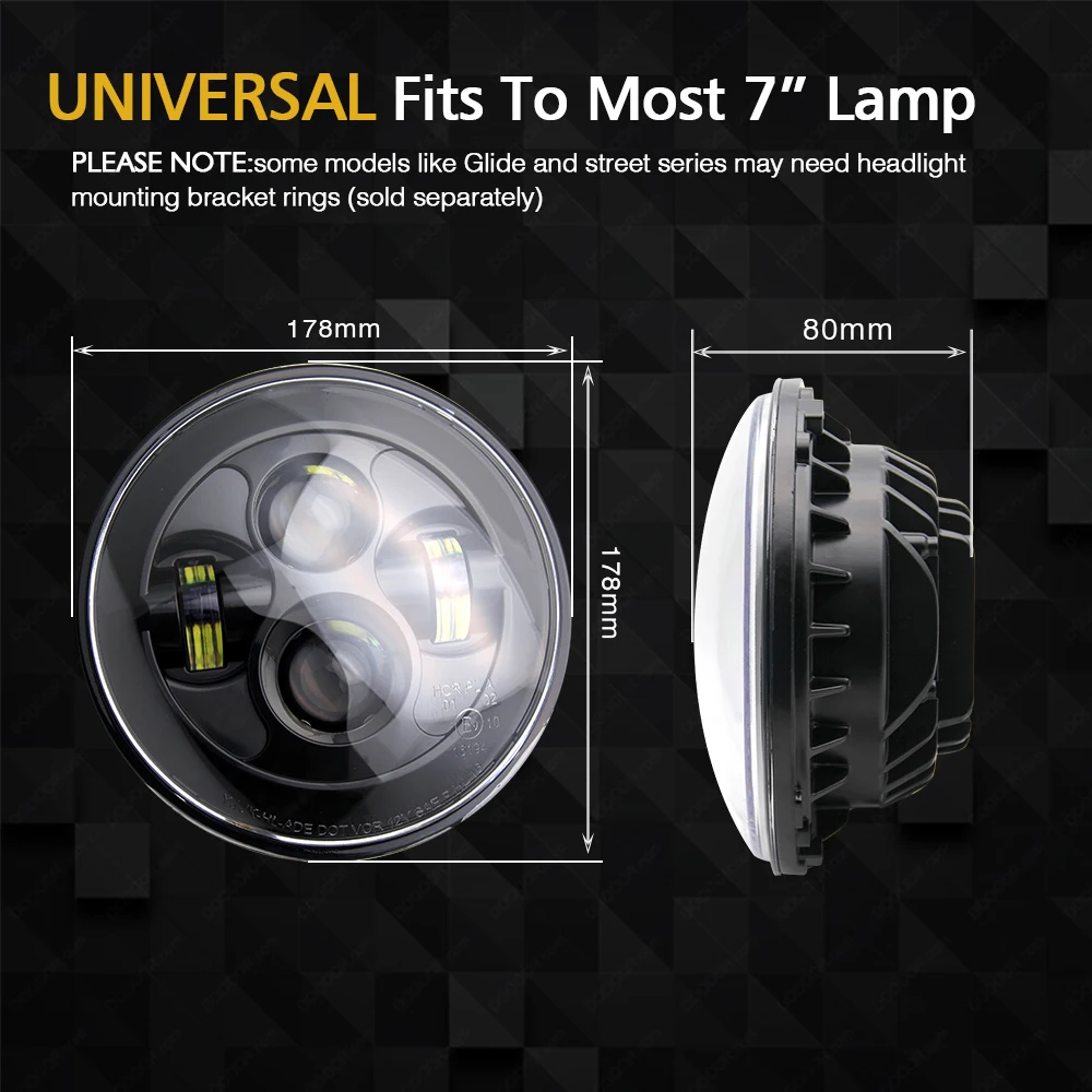 UNISHINE 7 Inch Led Auto Headlight Motorcycle LED Headlight 6000K Angel Eyes for Car Harley Honda Yamaha Lada Niva Headlamp off-road use