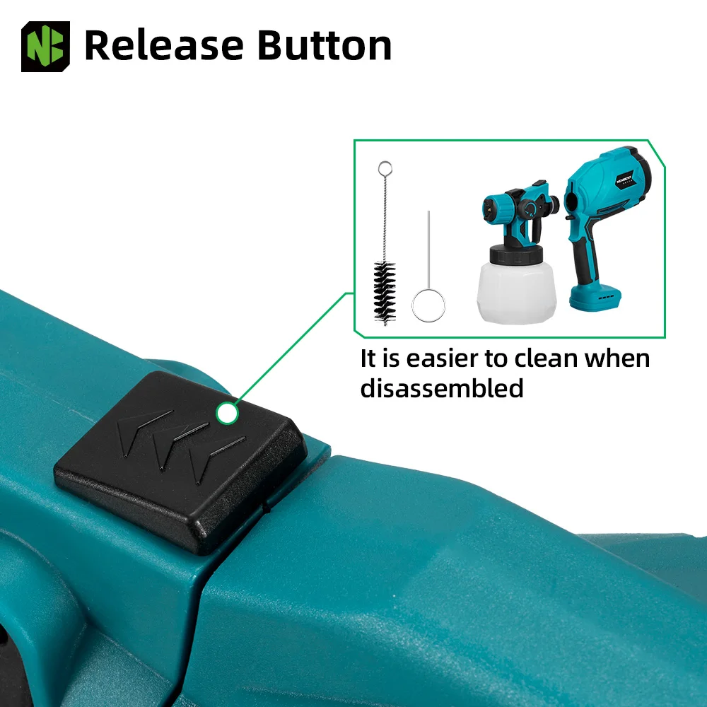 NEWBENY 1200ML Electric Spray Gun Portable Paint Sprayer Auto Furniture Coating Airbrush Power Tool For Makita Battery Pin