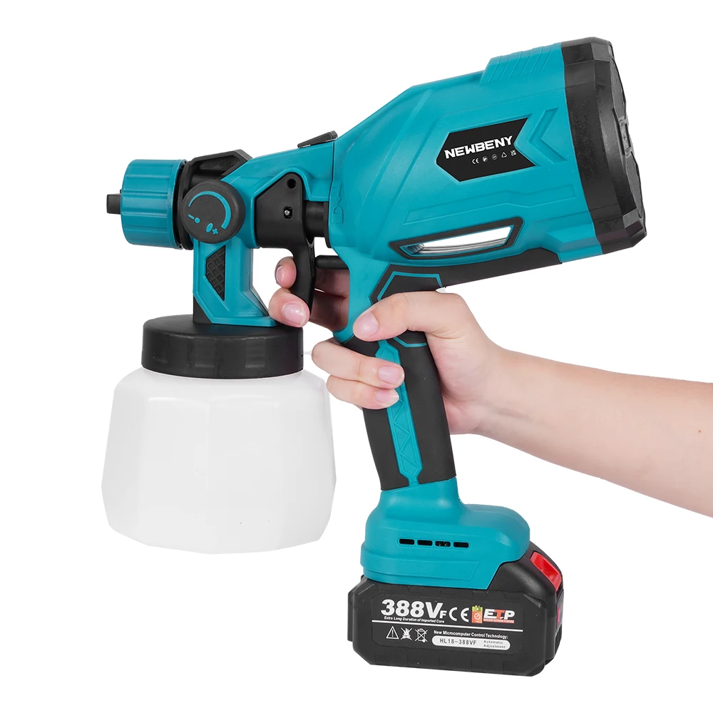 NEWBENY 1200ML Electric Spray Gun Portable Paint Sprayer Auto Furniture Coating Airbrush Power Tool For Makita Battery Pin