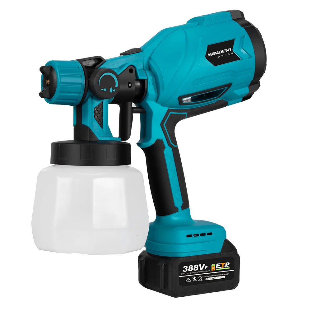 NEWBENY 1200ML Electric Spray Gun Portable Paint Sprayer Auto Furniture Coating Airbrush Power Tool For Makita Battery Pin