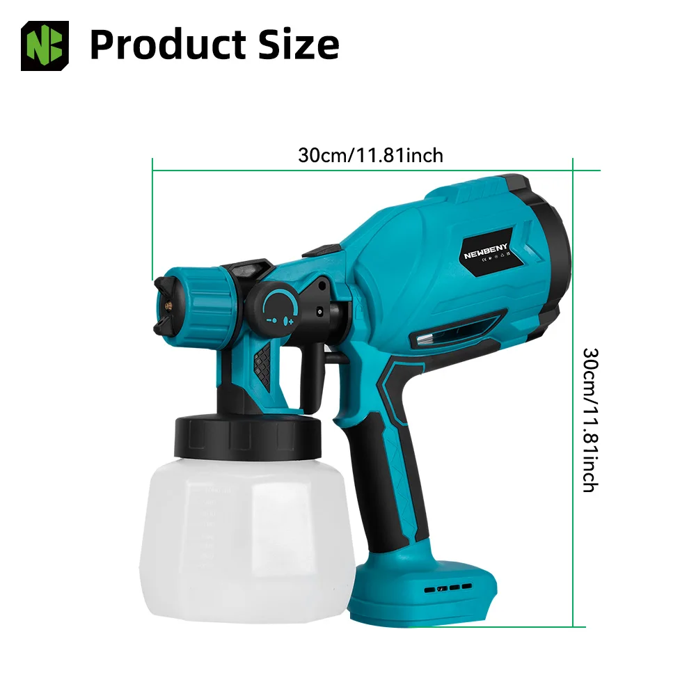 NEWBENY 1200ML Electric Spray Gun Portable Paint Sprayer Auto Furniture Coating Airbrush Power Tool For Makita Battery Pin