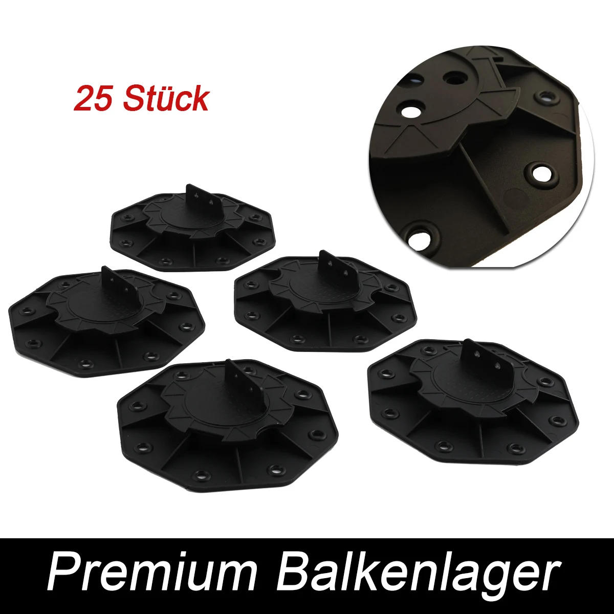 25pcs Multi-Level Decking Flooring Support Pedestal Height Adjustable Decking Pedestal 18-30mm Riser Bearing Supports