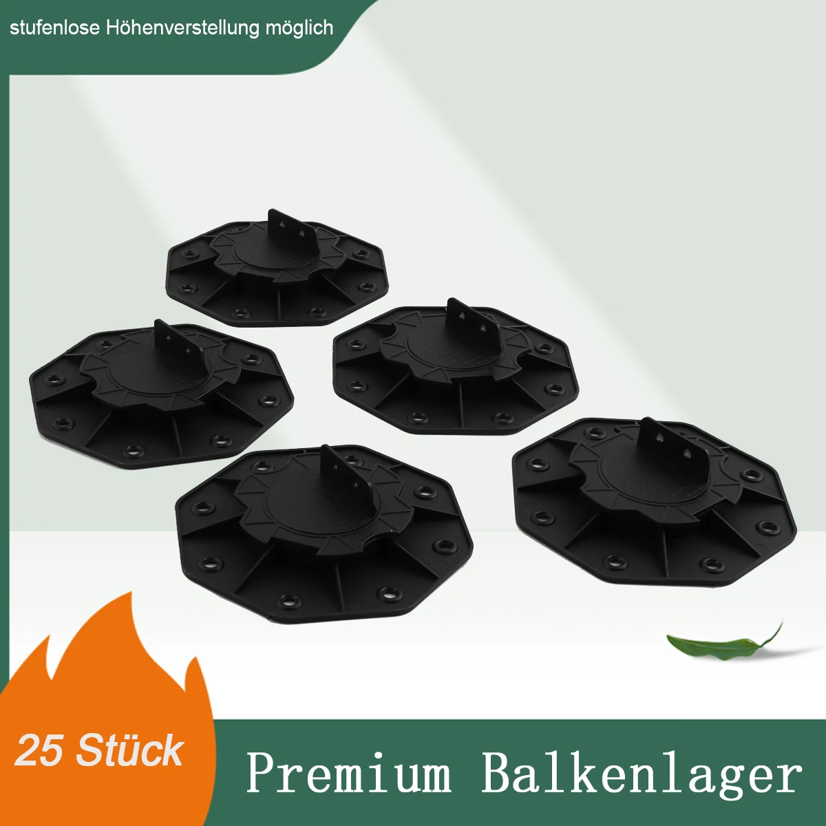25pcs Multi-Level Decking Flooring Support Pedestal Height Adjustable Decking Pedestal 18-30mm Riser Bearing Supports