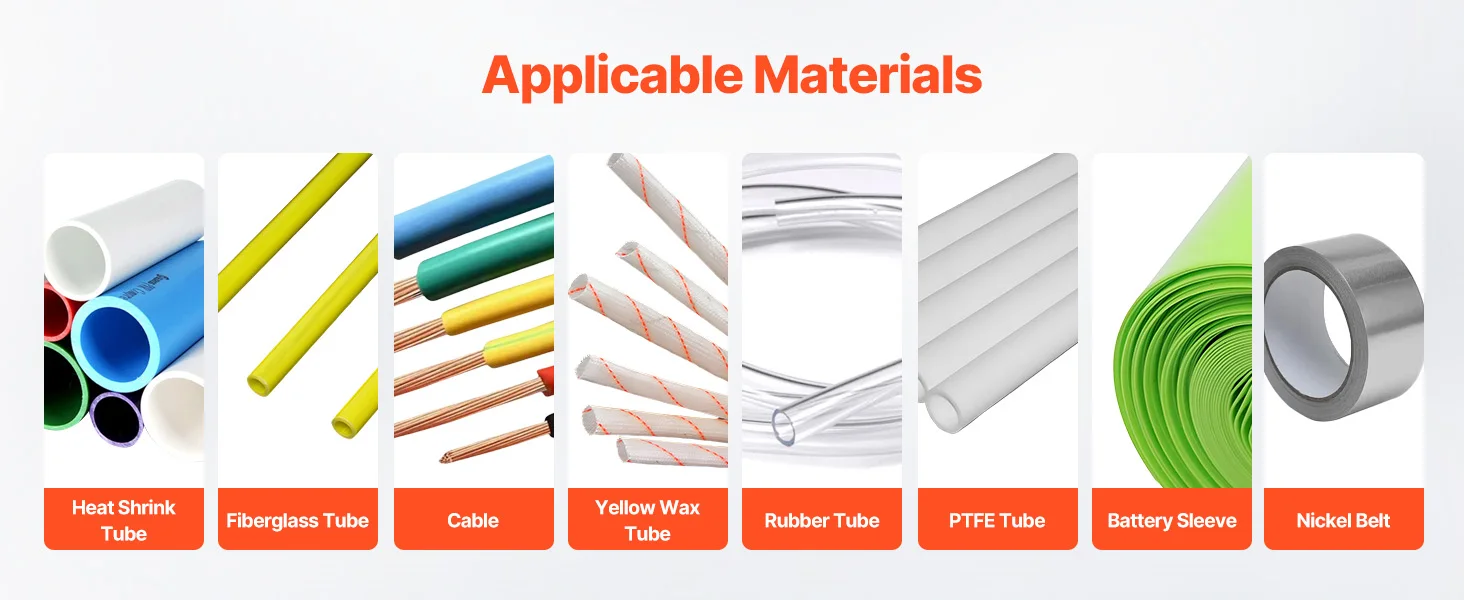 SucceBuy Pipe Cutter Auto Heat-Shrink Tube Pipe Cutting Machine Automatic Tube Cutter for Heat Shrink Tube Fiberglass Cable