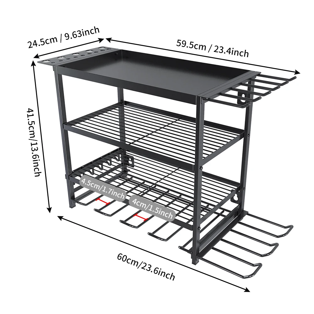 Wall Mounted Garage Tool Organizer Heavy Duty Metal Tool Rack Storage Shelf Electric Drill Holders Workshop Power Tool Cabinet