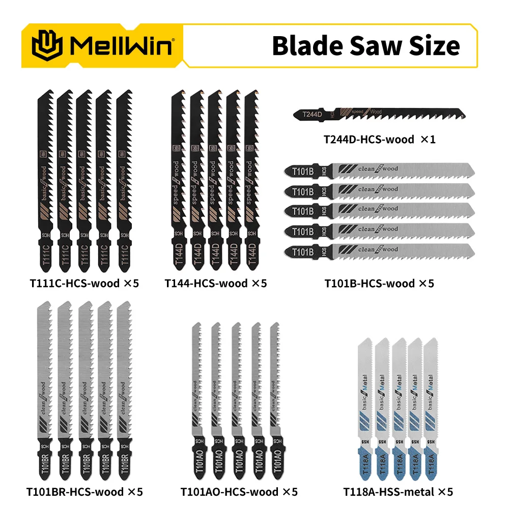 MELLWIN 3500RPM Electric JigSaw 31 With Blade Wireless Curve Saw Multi-function Woodworking Tool For Makita 18V Battery Pin
