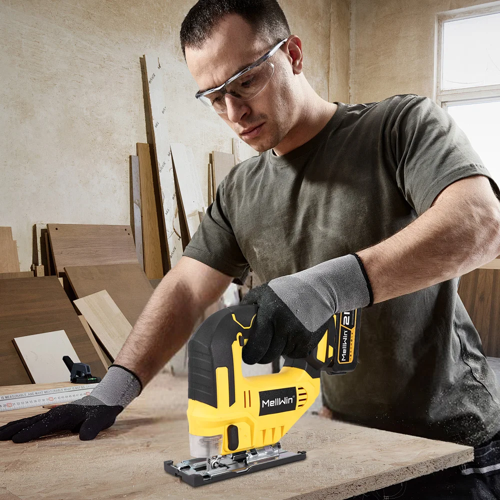 MELLWIN 3500RPM Electric JigSaw 31 With Blade Wireless Curve Saw Multi-function Woodworking Tool For Makita 18V Battery Pin