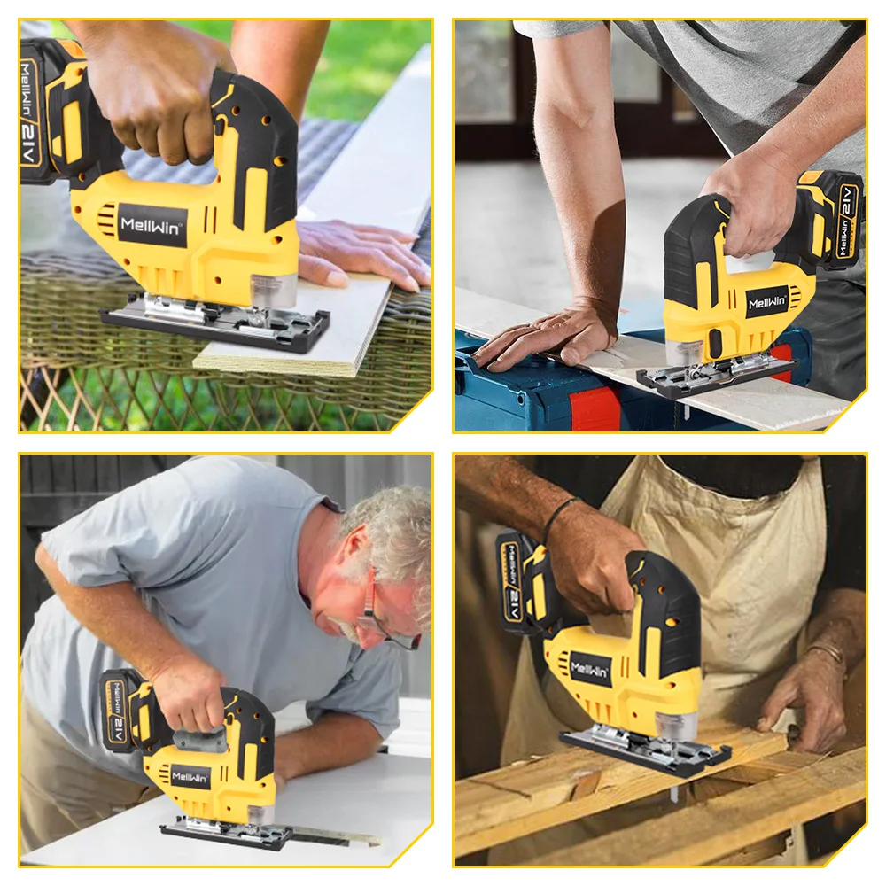 MELLWIN 3500RPM Electric JigSaw 31 With Blade Wireless Curve Saw Multi-function Woodworking Tool For Makita 18V Battery Pin