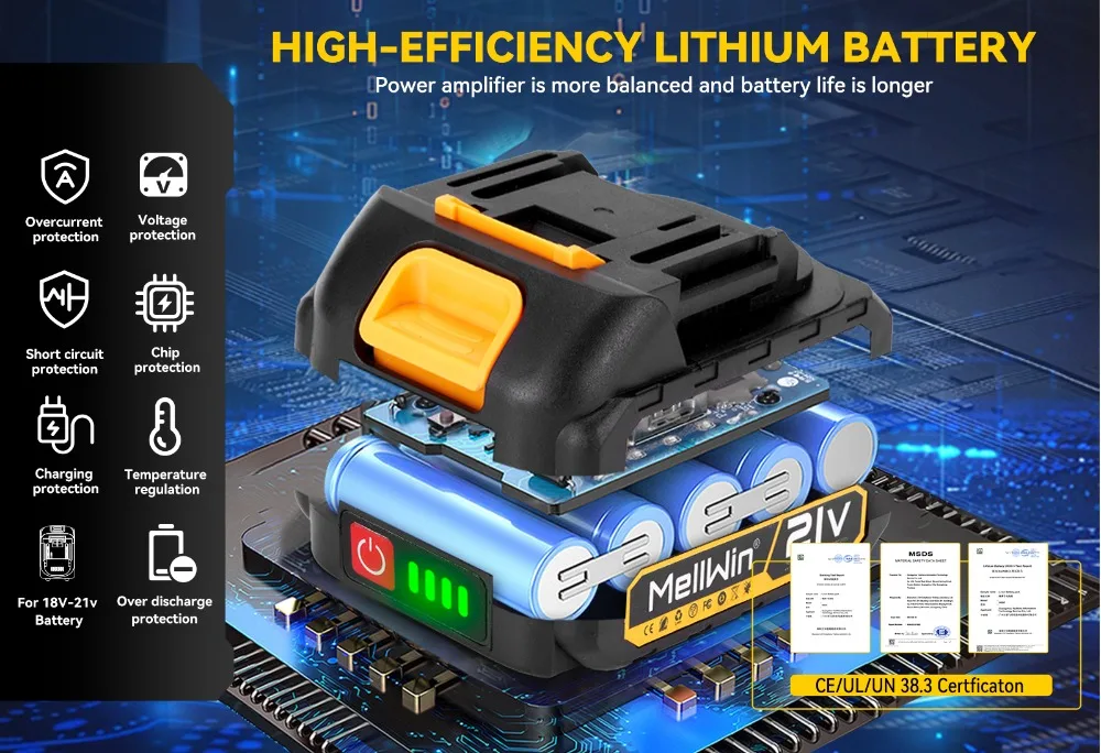 MELLWIN 3500RPM Electric JigSaw 31 With Blade Wireless Curve Saw Multi-function Woodworking Tool For Makita 18V Battery Pin