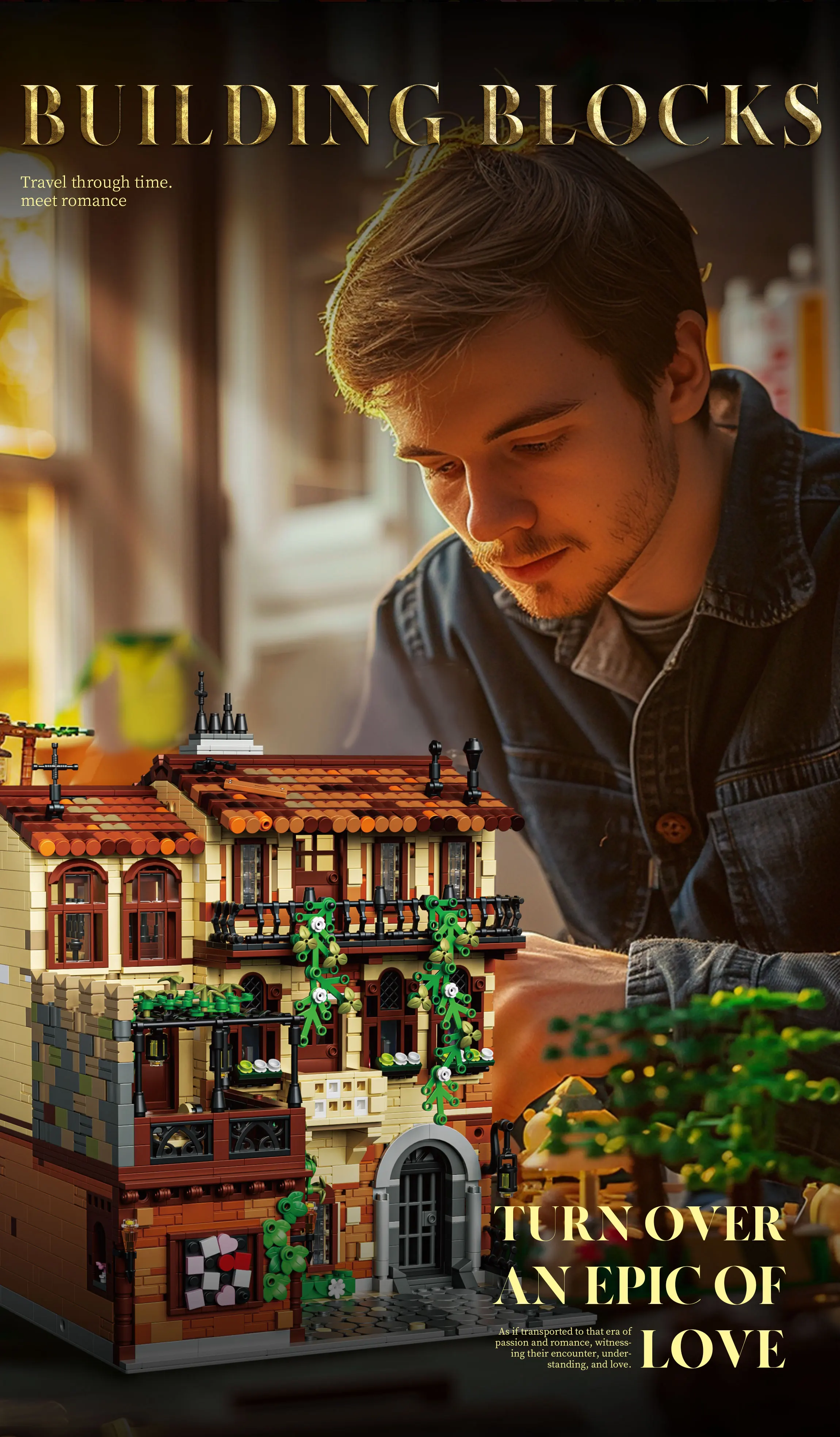 3800PCS Juliet Balcony Building Blocks Medieval European Street View House Model Kit Assembly Brick Puzzle Set for Adults Gifts