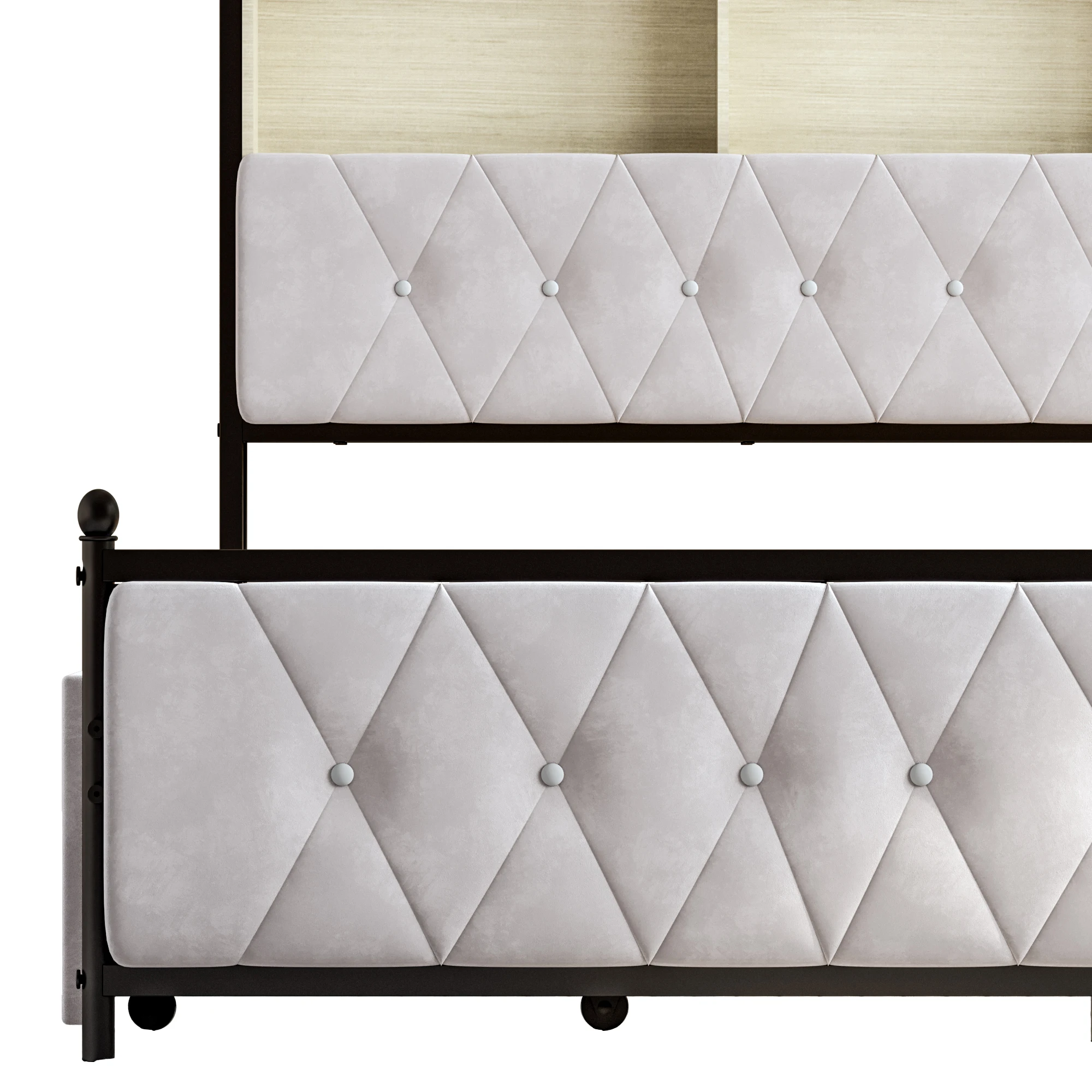 Anajqaqia 160x200cm Upholstered Double Bed with 4 Drawer Storage Space, with LED Light and USB Charging Port, Velvet, Beige