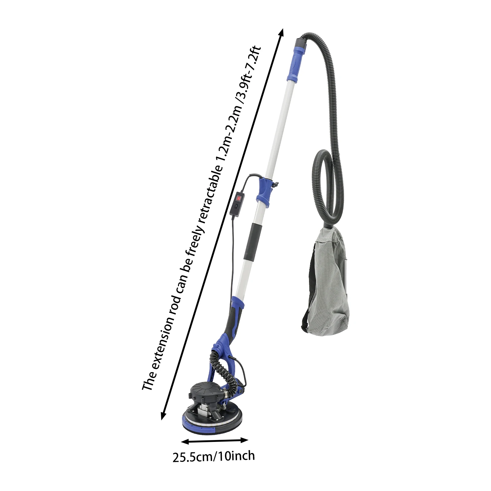 750W Electric Drywall Sander Adjustable Polishing Disc and Length 6 Speeds Electric Dry Wall Sand Mill for Polishing, Smoothing
