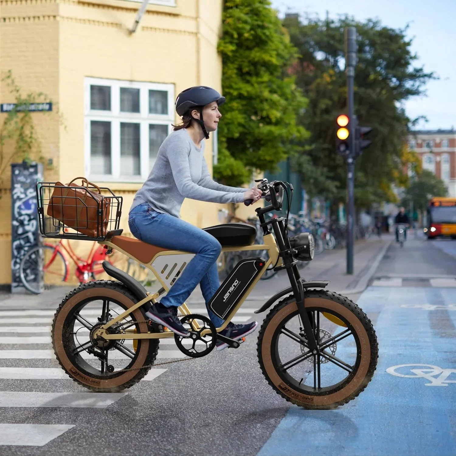 JANSNO X70G Electric Bicycle 750W Powerful Motor 48V34AH Lithium Battery Adult Electric Bike 20*4.0 inch Fat Tire Mountain Ebike