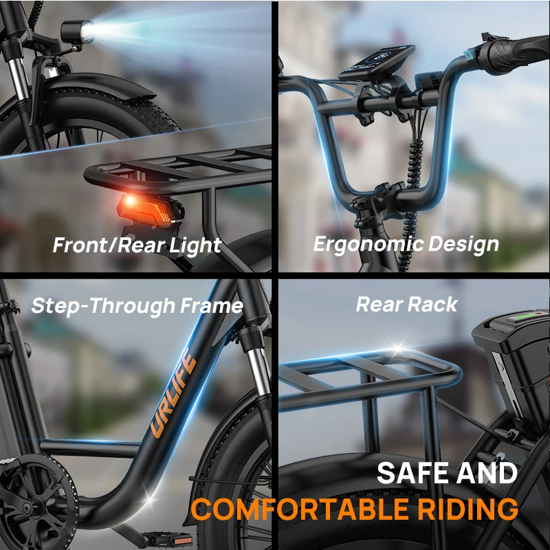 URLIFE E20 Electric Bicycle 250W Motor 48V13AH Removable Lithium Battery Adult Electric Bike 20-inch Tire Urban Commuter E-bike