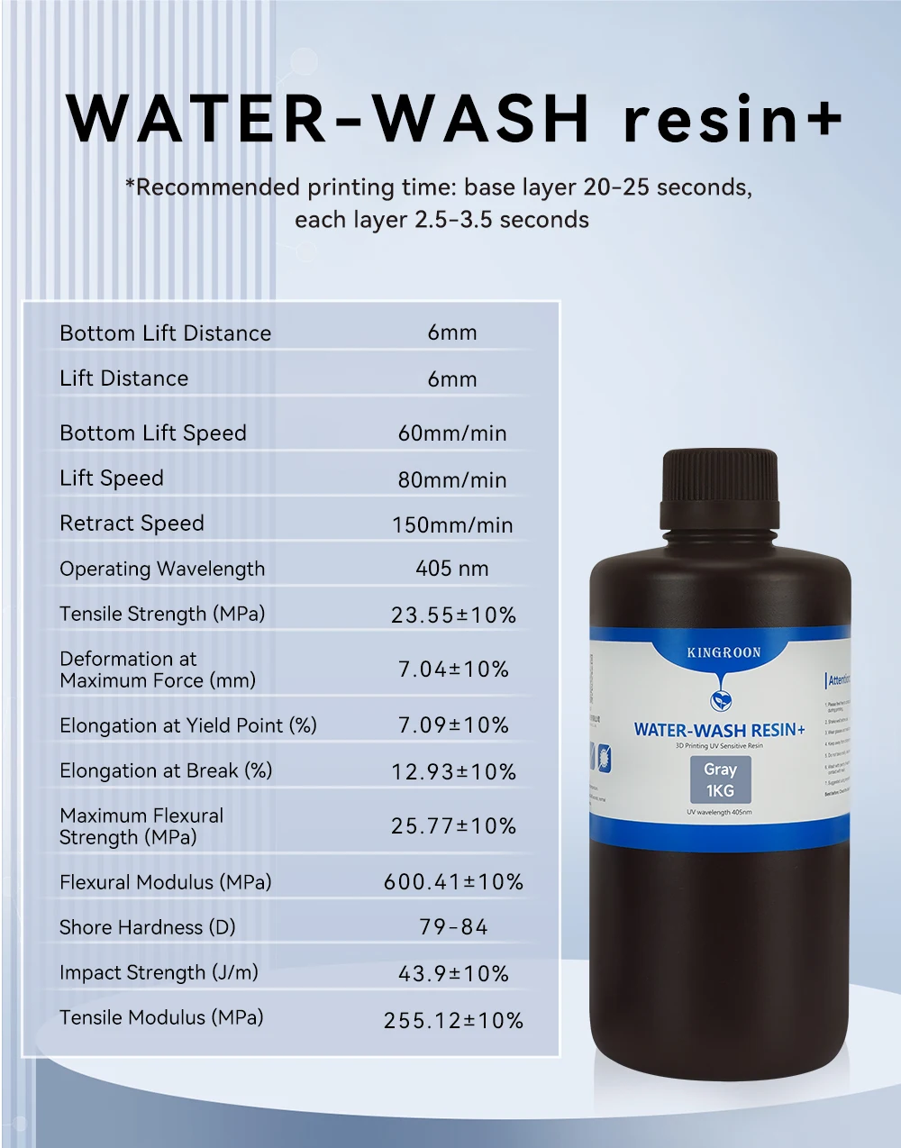 KINGROON Water Washable Resin ABS-Like for 3D Printer Photon Mono X 2KG 405nm Standard Photopolymer Resin for LCD 3D Printing