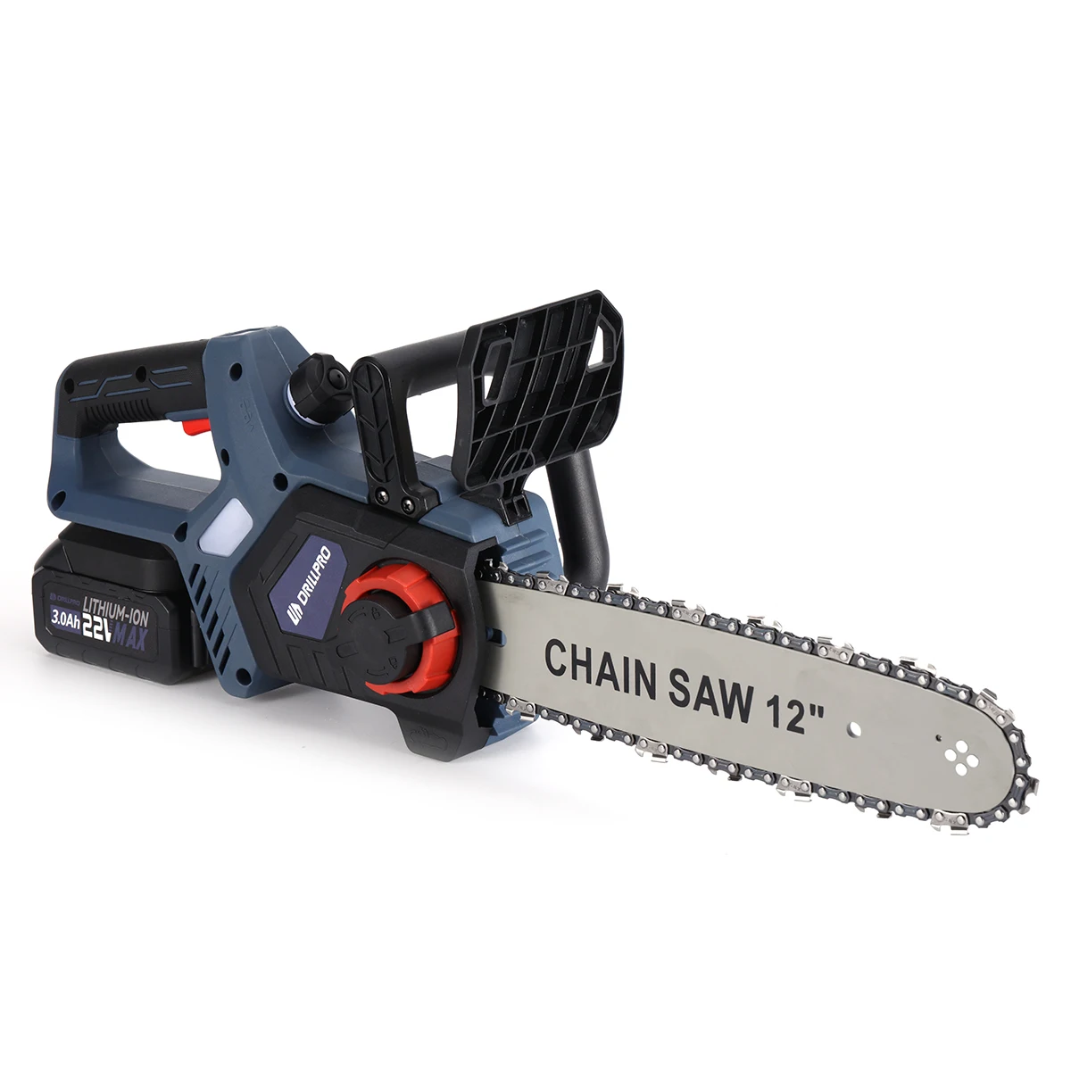 Drillpro 12 Inch 3300r/min Cordless Brushless Motor 3.0Ah Lithium Battery Electric Chainsaw Suitable for Mak 22V Batteries