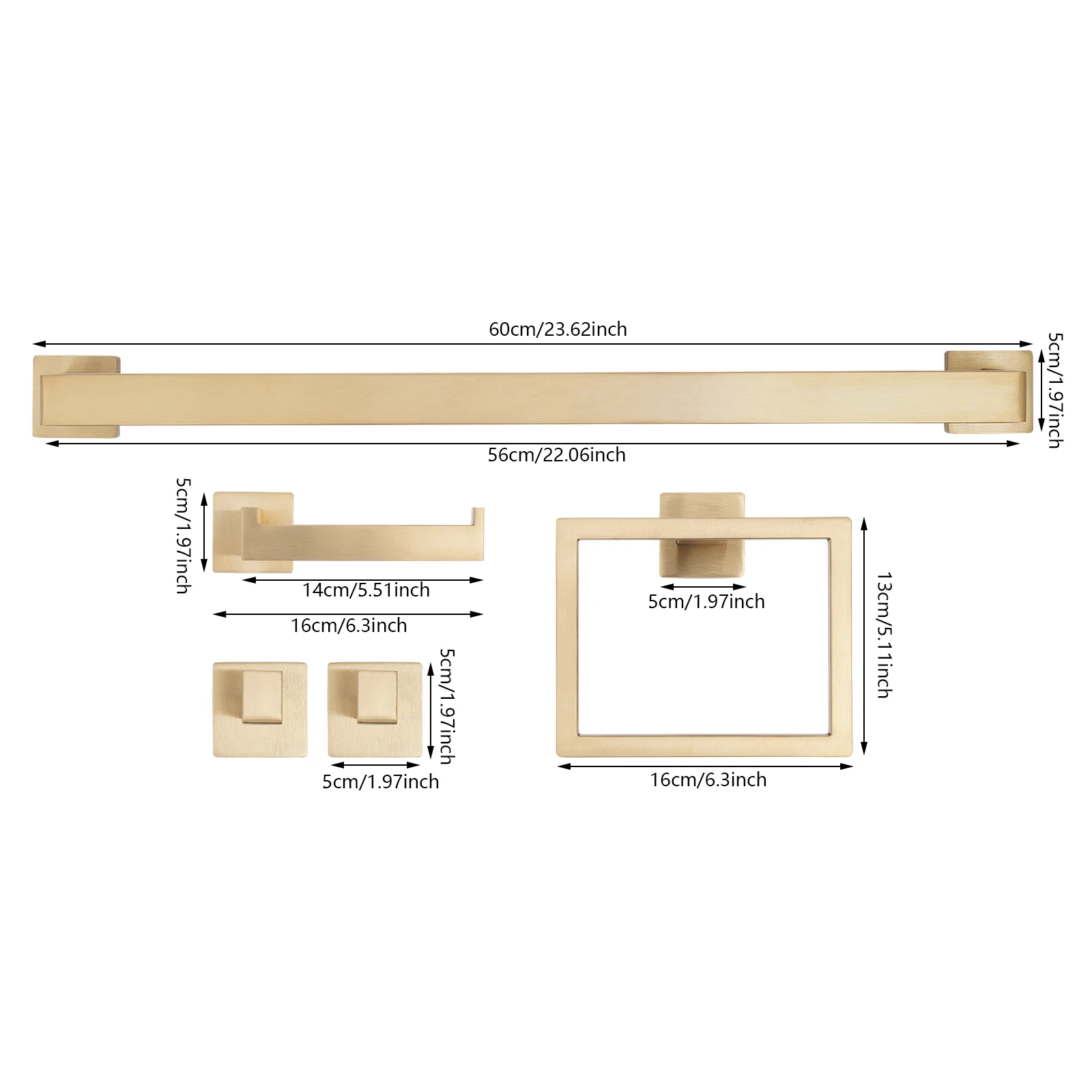 5-Pieces Bathroom Accessories Set, Bathroom Towel Bar Set, Wall Mounted Towel Bar Set
