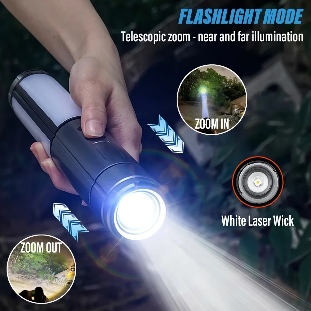 Portable LED Camping Lantern Telescopic Tripod Light 3 Panels Adjustable Brightness USB Rechargeable Outdoor Tent Light with Hanging Hook for Camping Hiking Emergency