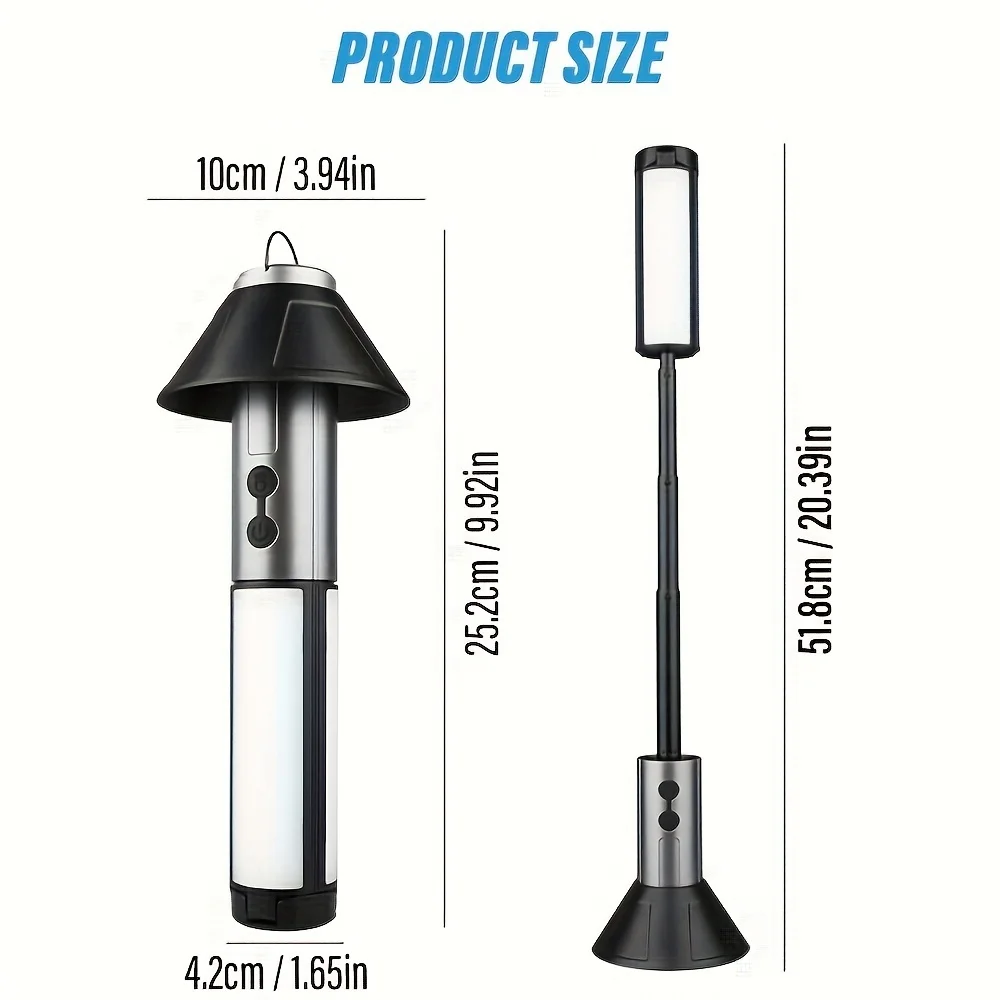 Portable LED Camping Lantern Telescopic Tripod Light 3 Panels Adjustable Brightness USB Rechargeable Outdoor Tent Light with Hanging Hook for Camping Hiking Emergency