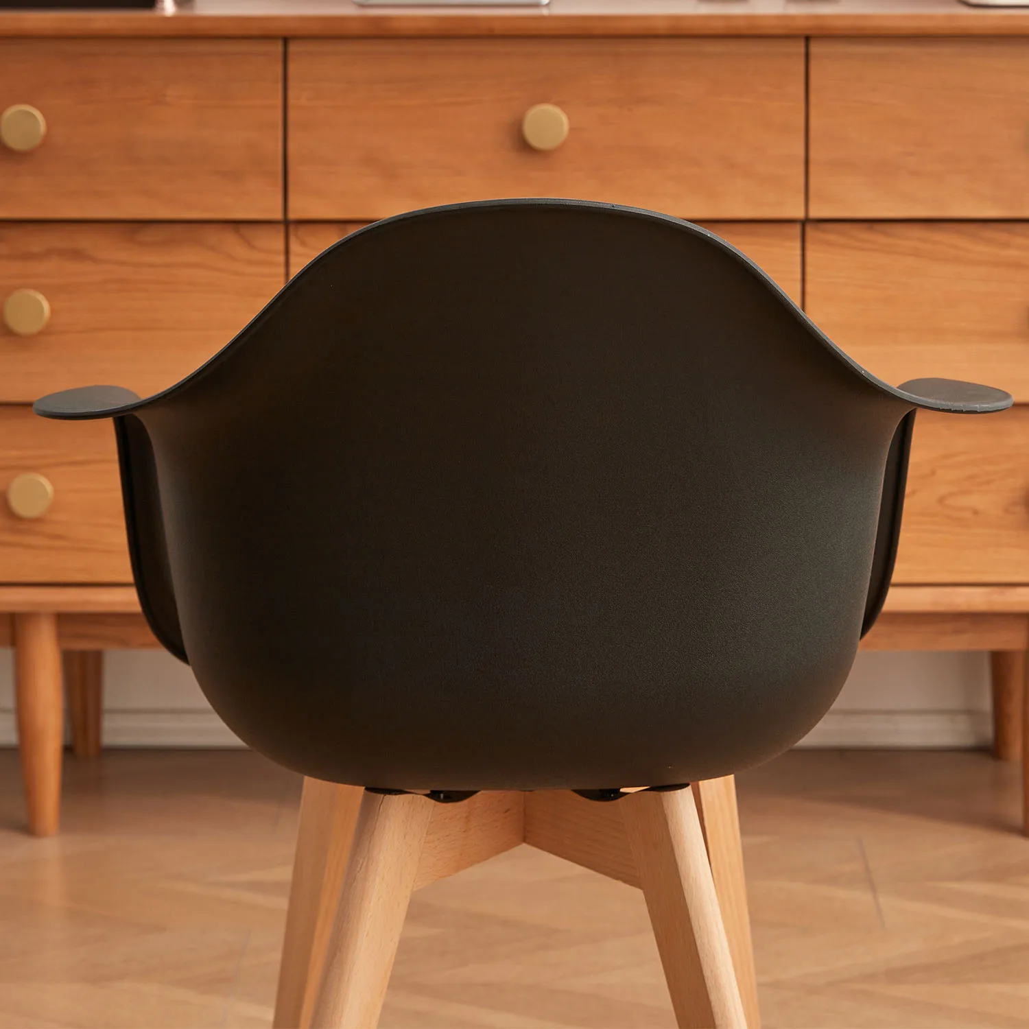 A Set of 2 Dining Chair Armchair Minimalist Retro Modern Plastic Beech Legs for Dining Room Kitchen Living Room