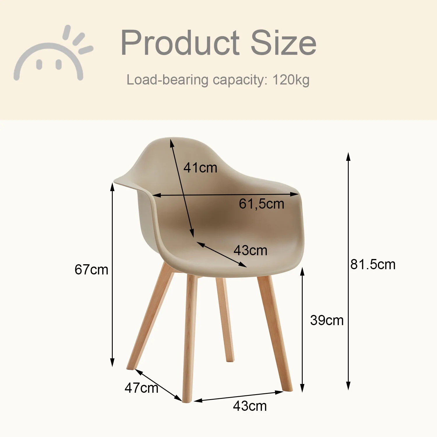 A Set of 2 Dining Chair Armchair Minimalist Retro Modern Plastic Beech Legs for Dining Room Kitchen Living Room