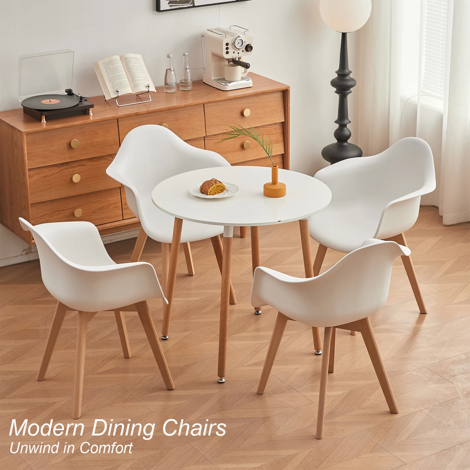 A Set of 2 Dining Chair Armchair Minimalist Retro Modern Plastic Beech Legs for Dining Room Kitchen Living Room