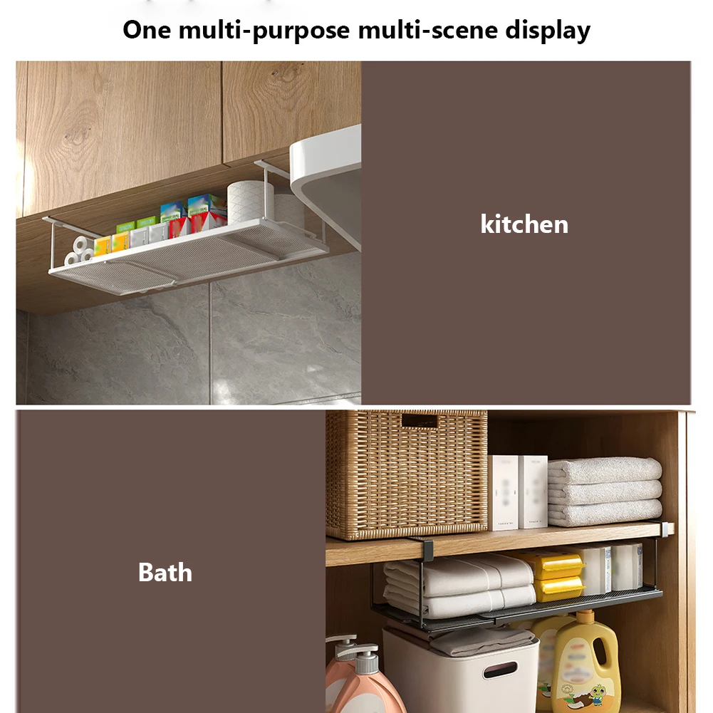 Hanging Basket Home Large Capacity Hanging Extendable Under The Cabinet Storage Shelves Spice Dishes Storage Kitchen Organizer