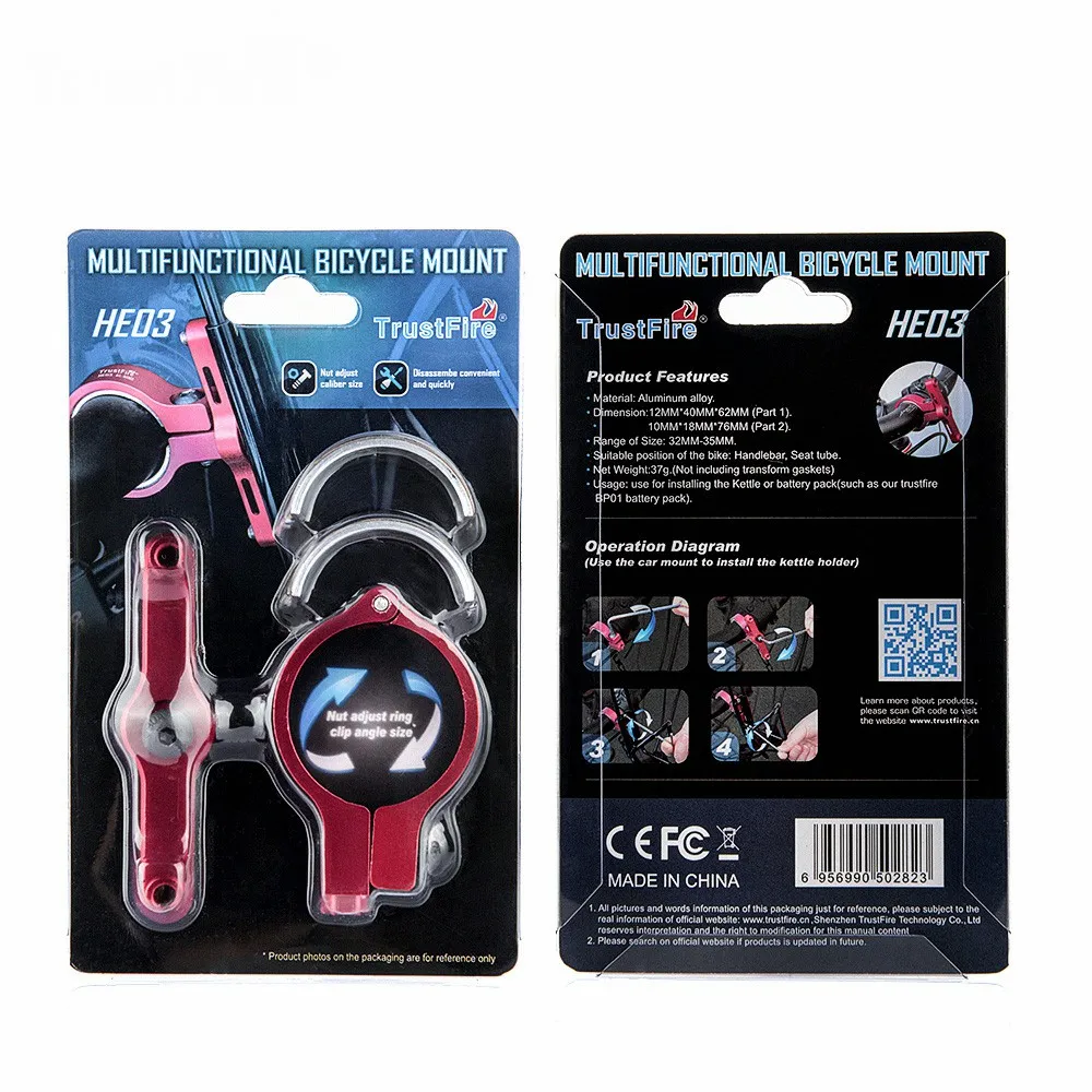 Trustfire HE03 Bike Accessories Bicycle Bottle Holder Mountain Aluminum Alloy Water Bottle Cage Handlebar Mount For MTB Cycling