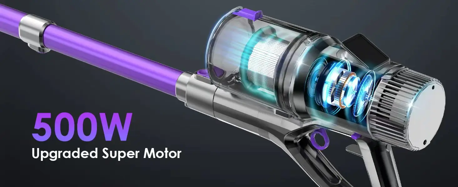 FixtFixer V10 500W Cordless Vacuum Cleaner, 80 Minute Handheld Wireless Hoover with LED Display, Home Vacuum Hoover