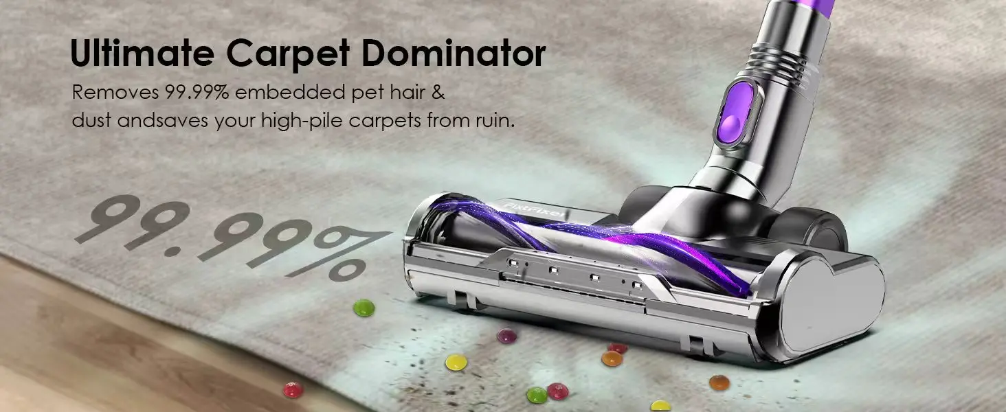 FixtFixer V10 500W Cordless Vacuum Cleaner, 80 Minute Handheld Wireless Hoover with LED Display, Home Vacuum Hoover
