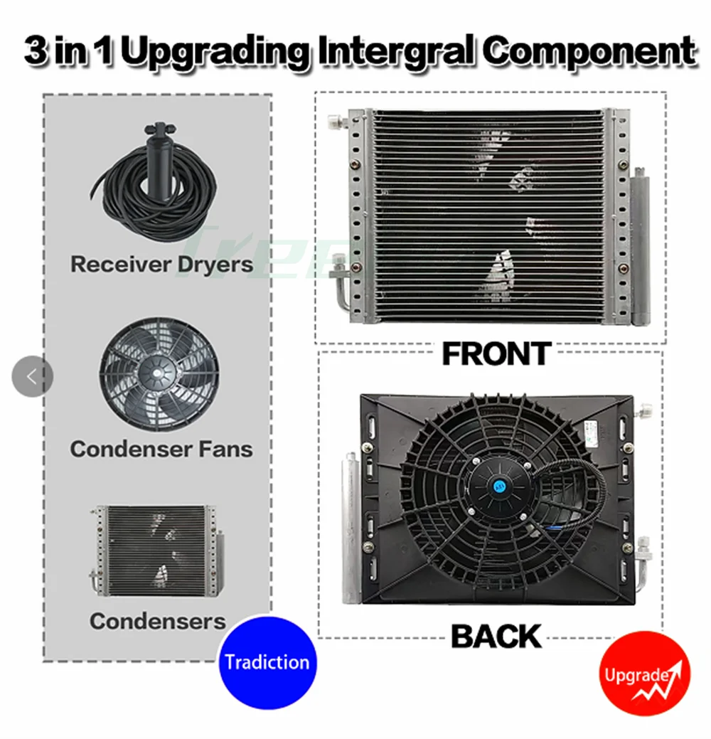 Treeligo Electric Car Air Conditioner 12V Cool Parking Air Conditioning Fan For Automotive Truck Camper Van Bus Boat Excavator
