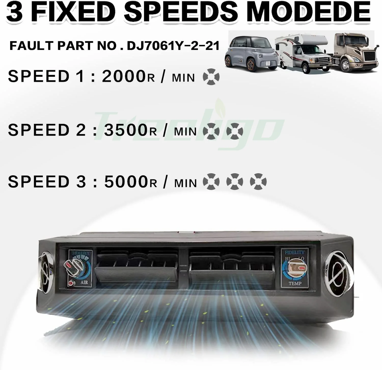 Treeligo Electric Car Air Conditioner 12V Cool Parking Air Conditioning Fan For Automotive Truck Camper Van Bus Boat Excavator